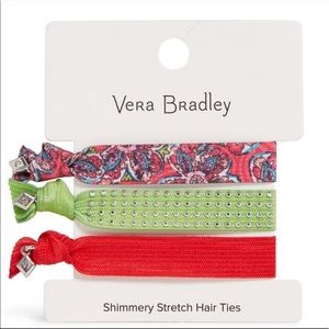 Vera Bradly Stretch Hair Ties Sunburst Floral Pink Green